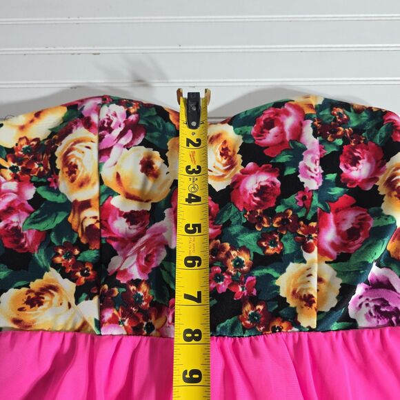 Style Rack Floral and Pink Color Block Short Dress Size Large Prom Wedding - Picture 5 of 9